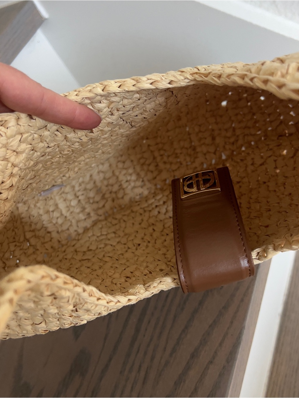 Anine Bing Raffia Lou Shoulder Bag Beach Purse Vacation Handbag Monogram NWT - Picture 11 of 12